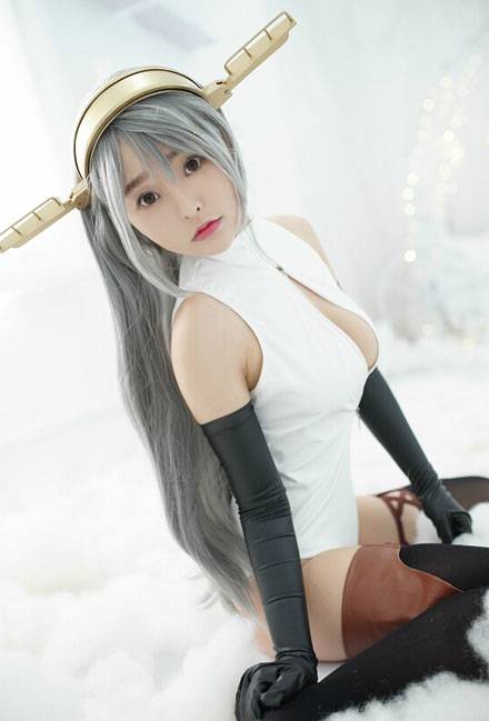 Cosplay福利/柳侑绮舰娘榛名开胸泳衣福利cos