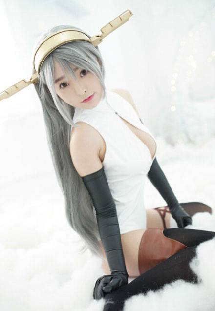 Cosplay福利/柳侑绮舰娘榛名开胸泳衣福利cos