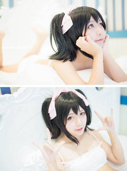 Cosplay福利/清纯萌妹矢泽妮可同人内衣COS