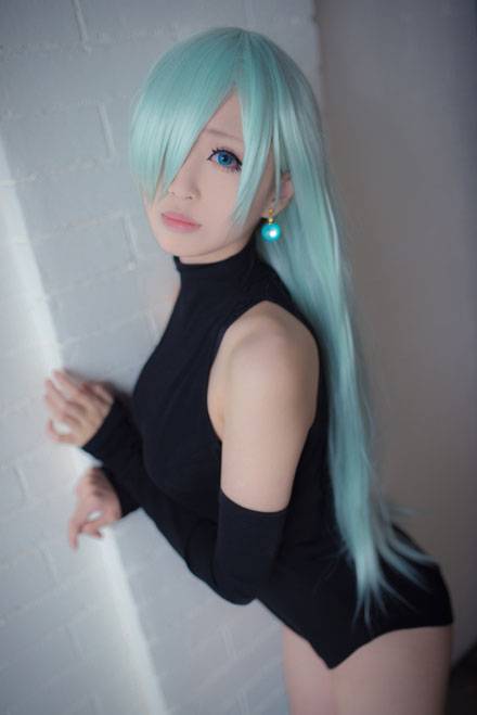 Cosplay福利/七原罪伊丽莎白黑色连体衣COS