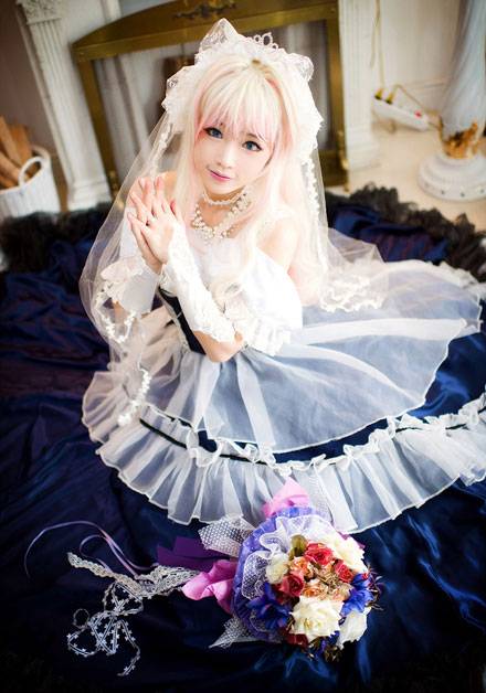 Cosplay福利/螺旋猫Tomia雪莉露婚纱Cosplay