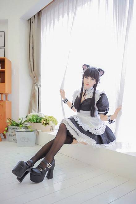 Cosplay福利/螺旋猫Miyuko白鬼院凛凛蝶女仆装Cos