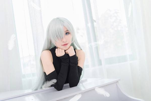 Cosplay福利/《七原罪》伊丽莎白黑丝连体衣COS