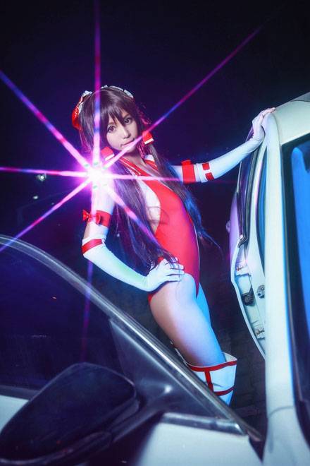 Cosplay福利/《东方Project》博丽灵梦赛车娘Cos