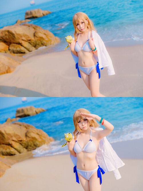 Cosplay福利/萌妹《龙与虎》逢坂大河泳装COS