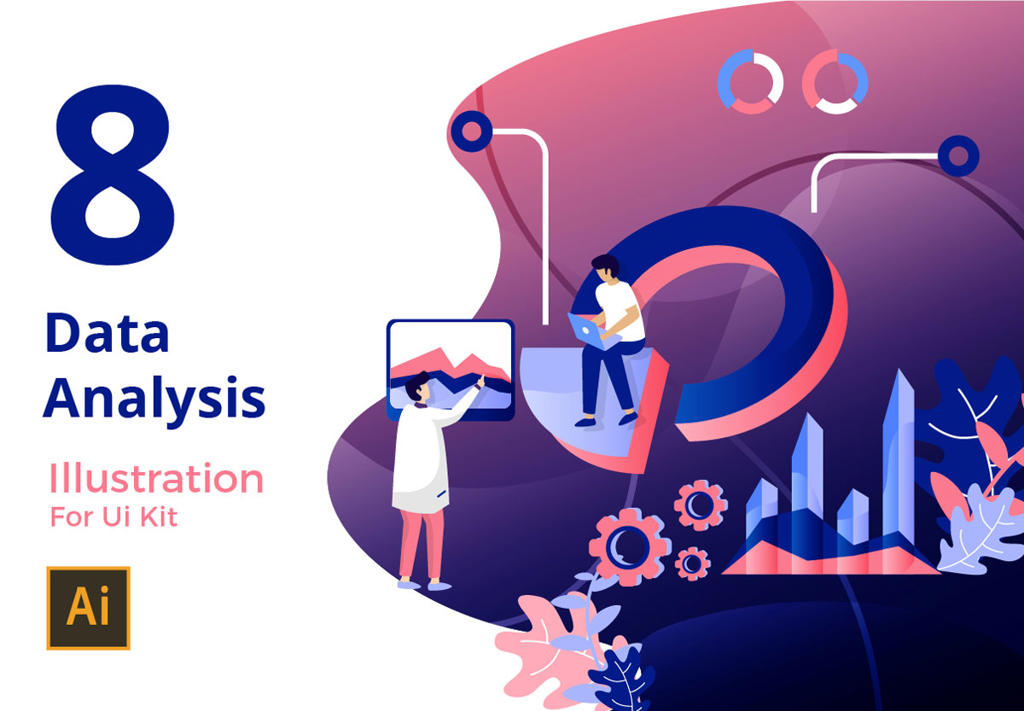 数据分析主题网站web页面设计等距矢量插图dataanalysisillustration