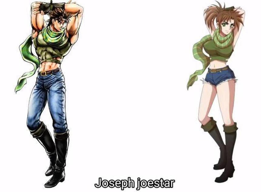 jojo角色性别转换之后,乔鲁诺是美少女,空条承太郎变成酷姐