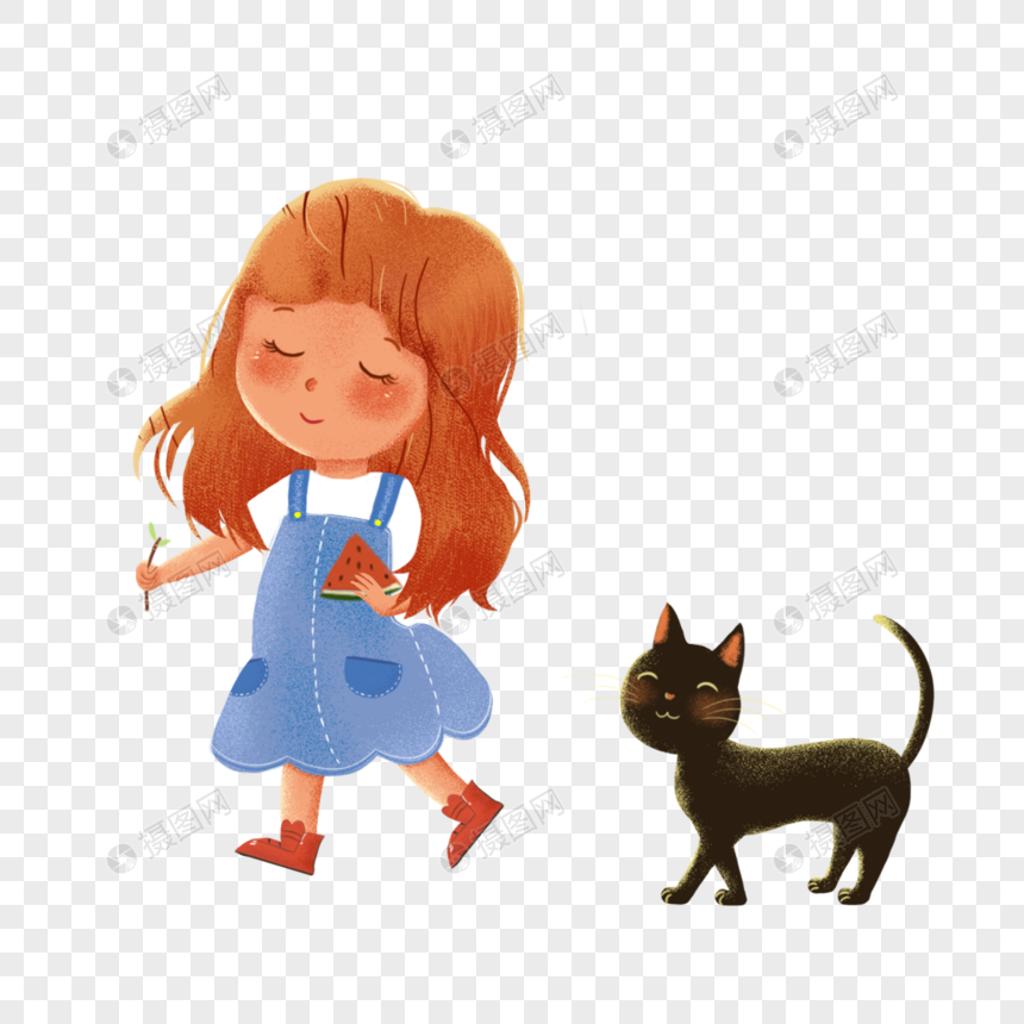 小女孩和猫