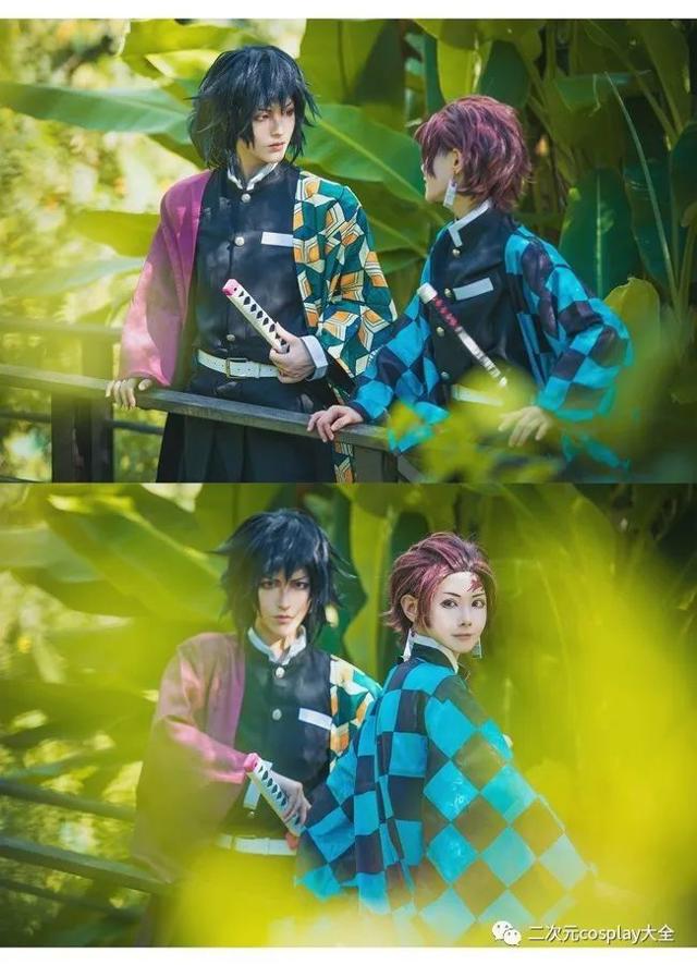 《鬼灭之刃》炭治郎,富冈义勇cos,日常互动和打斗太甜啦!